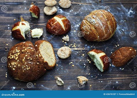 Bakery Product Assortment With Bread Loaves And Buns Royalty Free Stock