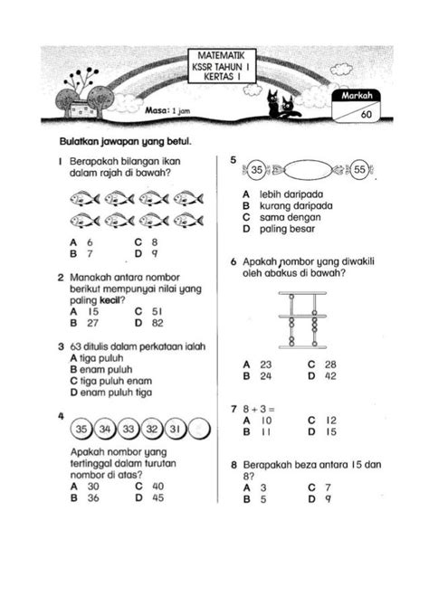 Contoh Soalan Ujian Matematik Tahun 4  Contoh Yu