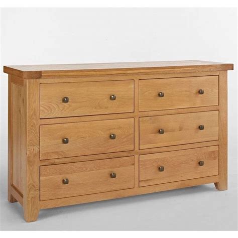Devon Solid Oak Wide Chest Of Drawers Sale Now On