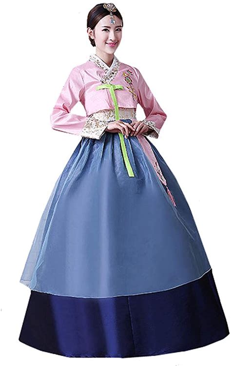 Xinfu Women Korean Traditional Long Sleeve Hanboks Dancing Dress Cosplay Costume Clothing