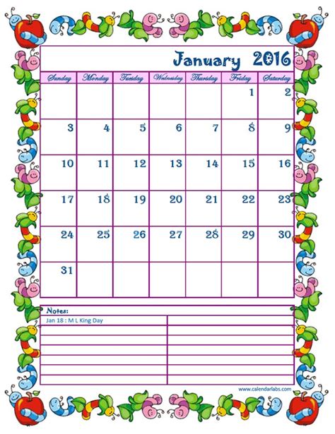 Awesome Free Printable Monthly Calendar For Kids Free Printable