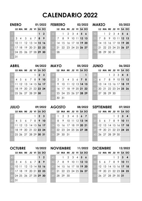Calendario 2022 Con Semanas Para Imprimir Pdf Imagesee