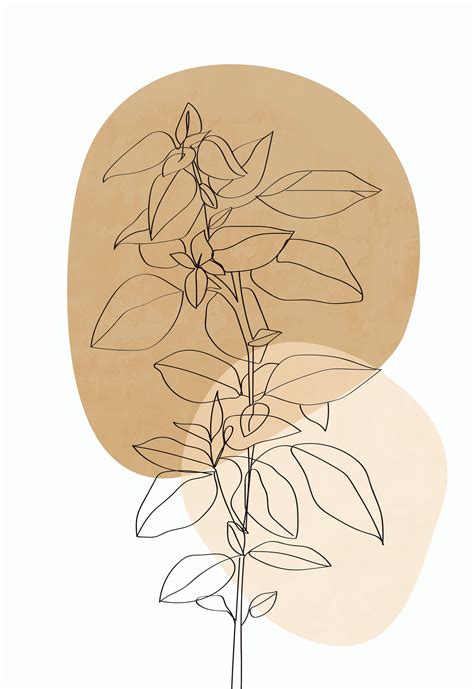 Minimalist Modern Botanical One Line Drawing Print Plant Etsy