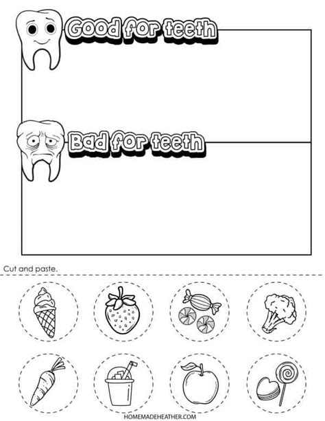 The Worksheet For Dental Hygiene Is Shown In Black And White With An