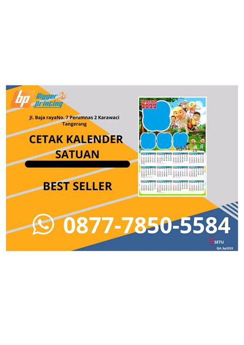 Best Seller Wacall 0877 7850 5584 Cetak Kalender Satuan Di Setu By