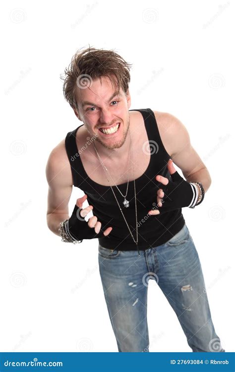 Rocker Doing The Heavy Metal Sign Stock Photo Image Of Beard