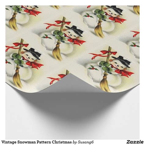 Vintage Snowman Pattern Christmas Wrapping Paper Christmas Snowman