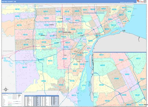 Wayne County Mi Zip Code Maps Color Cast