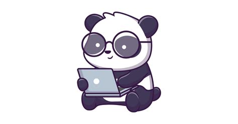 Cute Panda Working On Laptop Panda T Shirt Teepublic