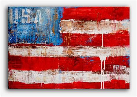 Abstract Painting Usa Flag With Images American Flag Painting