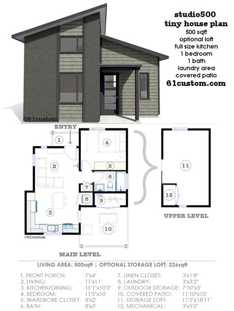 Studio500 Modern Tiny House Plan 61custom Tiny House Floor Plans
