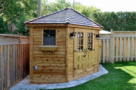 9 Ft W X 9ft D Penthouse Cedar Wood Garden Shed With French Doors ガーデン