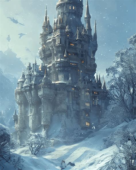Winter Castle Epic Cinematic Beautiful Fantasy Landscape · Creative Fabrica