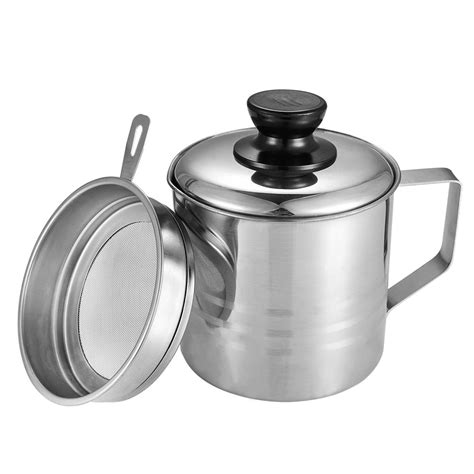 15 Quart Food Strainer Stainless Oil Storage Grease Strainer Pot