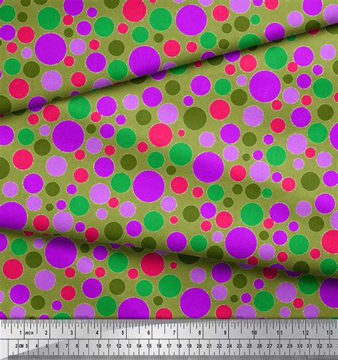 Soimoi Green Cotton Poplin Fabric Polka Dots Print Fabric By The Rl1 Ebay