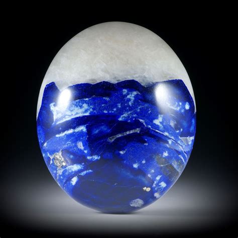 Lasurit Kristall In Marmor Ovaler Cabochon Ca36x30x115mm Edelsteinschleiferei Atelier
