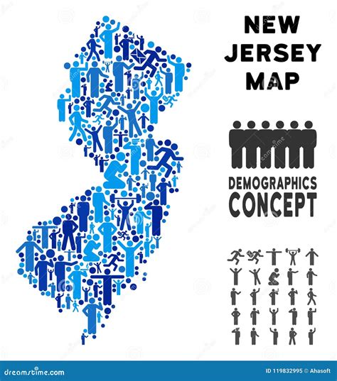 Mapa Del Estado De New Jersey Del Demographics Ilustración del Vector
