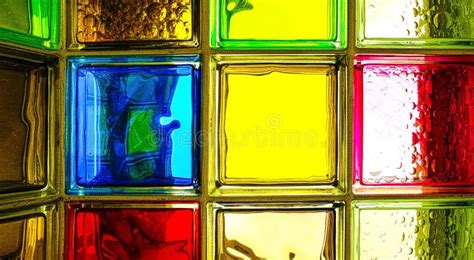 Colored Glass Blocks Colorful Glass Blocks Panel For Background Pattern Stock Image Image Of
