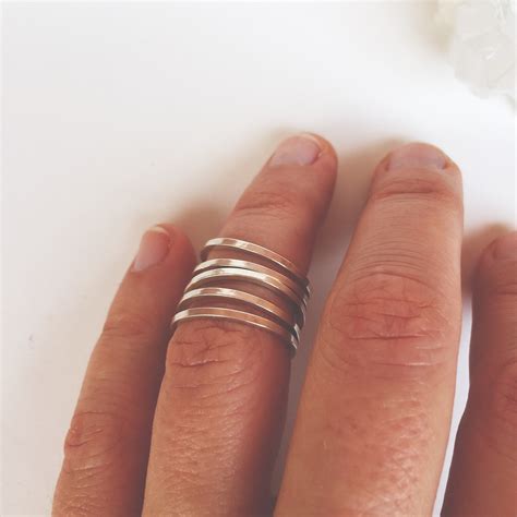 Delicate Sterling Silver Stacking Rings Set Of 5 Polished