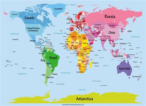 Printable World Map For Kids Students And Children In Pdf