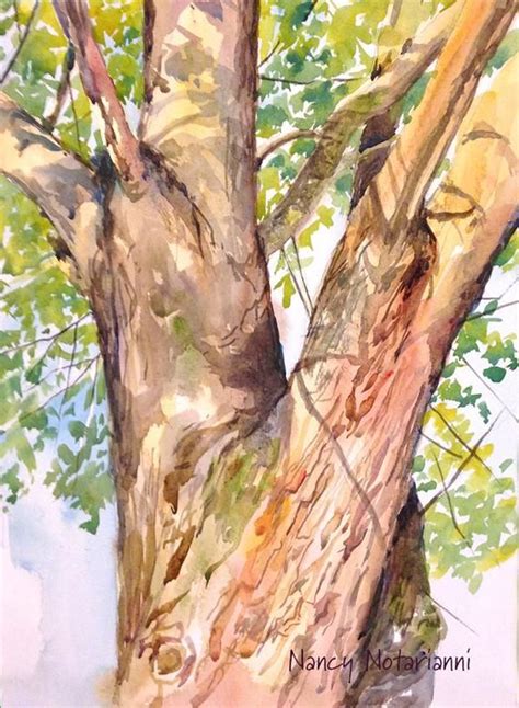 Original Watercolor Painting Backyard Oak Tree Etsy Tree Watercolor