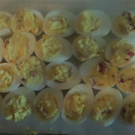 Garlic Basil And Bacon Deviled Eggs Recipe Allrecipes