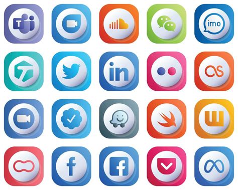 20 Cute Modern 3d Gradient Social Media Icons Such As Flickr Linkedin