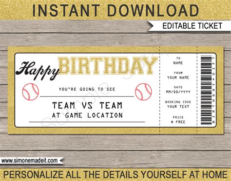 Do remember to redeem your free birthday voucher on your the birthday voucher has always been on gsc website under members reward tab. Baseball Game Ticket Birthday Gift Voucher | Printable ...