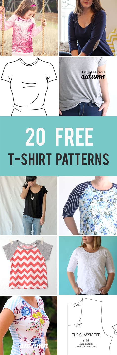 20 Free T Shirt Patterns You Can Print Sew At Home Its Always Autumn