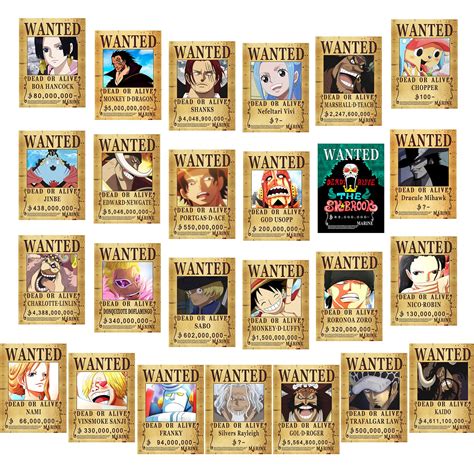 25pcs 297cm×21cm117in X 83in New Edition One Piece Pirates Wanted