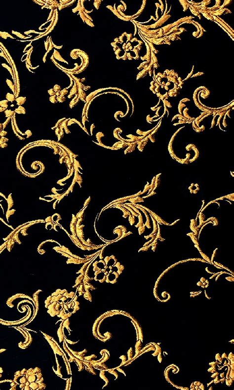 Ornate Gold Filigree Brocade On Black Silk Blend Black And Gold