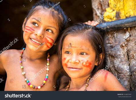 Cute Native Brazilian Girls Indigenous Tribe Stock Photo 316825394
