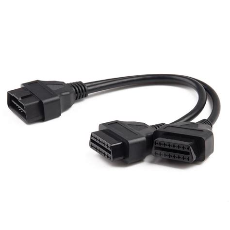16 Pin Obd2 J1962 Male To Dual Female Y Splitter Extension Cable 1ft