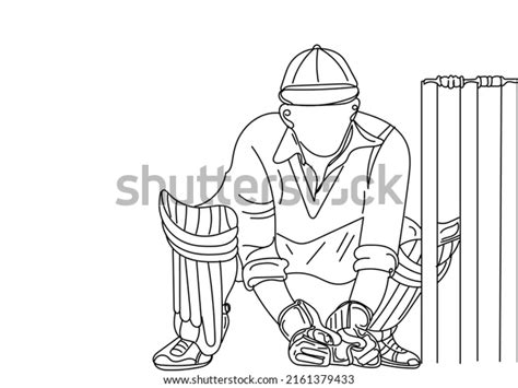 Cricket Logo Wicket Keeper Vector Sketch Stock Vector Royalty Free