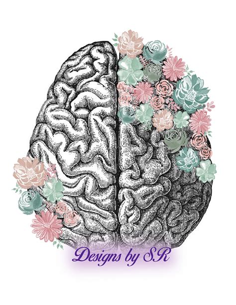 Brain Poster Flowers Medical Printable Art Etsy