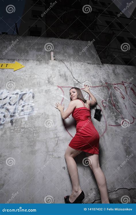 Woman Trapped Against A Wall Stock Photo Image Of Horizontal