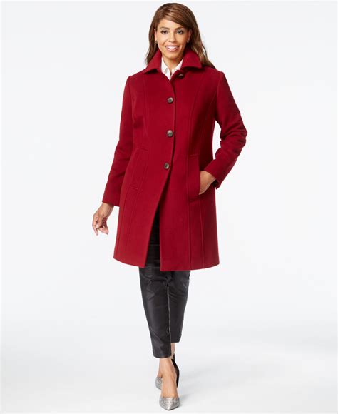 Anne Klein Plus Size Wool Cashmere Walker Coat In Red Lyst