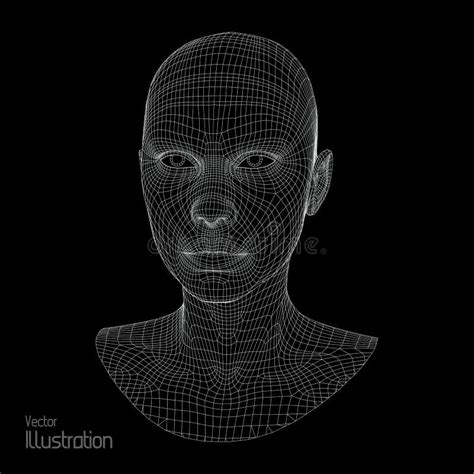 Head Of The Person From A 3d Grid Human Wire Model Polygon Face