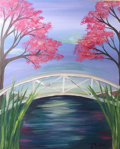Under The Bridge Spring Painting Diy Canvas Art Painting Night