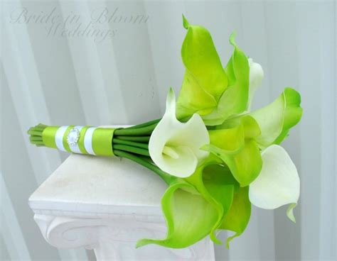 bridesmaid bouquet lime green real touch calla lily wedding bouquet 2437389 weddbook