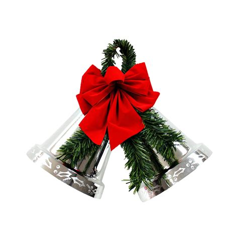 Trim A Home® 8" Medium Silver Double Bell  Seasonal  Christmas