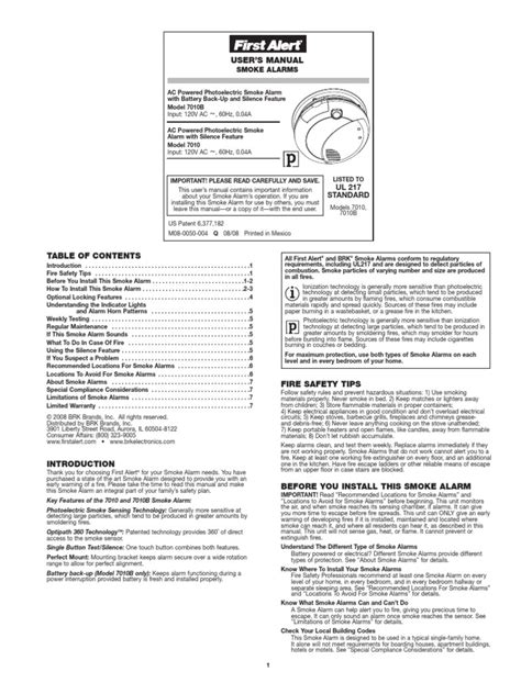 First alert 9120b hardwired smoke detector alarm, 1 pack, white. First Alert 7010B Smoke Detector Manual | Ac Power Plugs ...