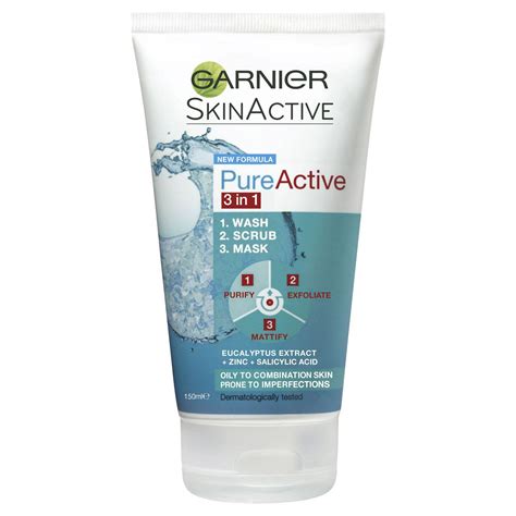 Pure Active 3 In 1 Facial Cleanser Scrub And Mask Garnier Australia And Nz
