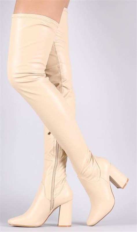 betisa2 nude stretch low chunky heel thigh high boot only 10 88 wholesale fashion shoes