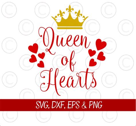 Queen Of Hearts Svg Designs Htv Designs Heart And Crown Svgs Etsy