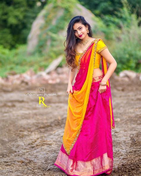 Pin By Zair Askari On Deepika Pilli Indian Fashion Saree Pink Half Sarees Indian Fashion Dresses