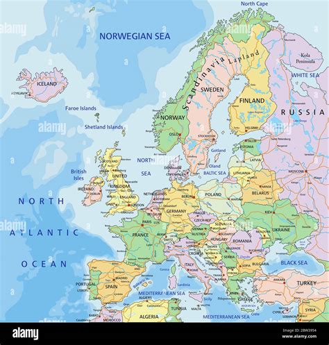 Europe Highly Detailed Editable Political Map With Separated Layers