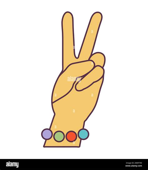 Retro 70s Groovy Hippie Sticker Hand Peace Symbol Psychedelic Cartoon