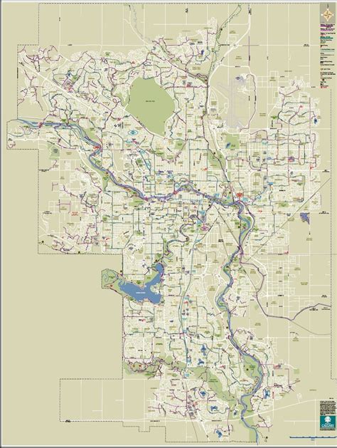Map Of The Bike Path System In Calgary With Images Map Bike Path