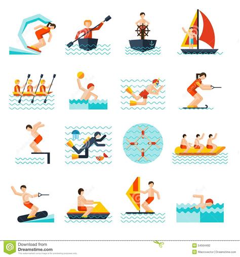 Increíbles productos de fitness, running, fútbol, caza, pádel, ropa deportiva, calzado… de las mejores marcas adidas, nike… en la tienda de deportes de el corte inglés. Water Sports Icons Set stock vector. Illustration of game ...